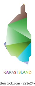 Forma de la isla de Kapas de colores vivos. Logo de la isla de estilo geométrico multicolor. Diseño moderno y de moda. Increíble ilustración vectorial.
