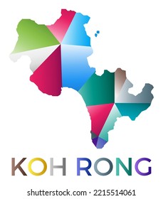 Bright colored Koh Rong shape. Multicolor geometric style island logo. Modern trendy design. Astonishing vector illustration.