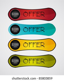 bright colored labels/tags