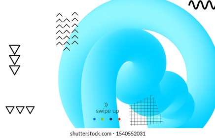 Bright colored landing page templates with 3D liquid shape on white and simple black geometric shapes. Fluid color banners set. Creative 3D blend shapes dynamic composition.