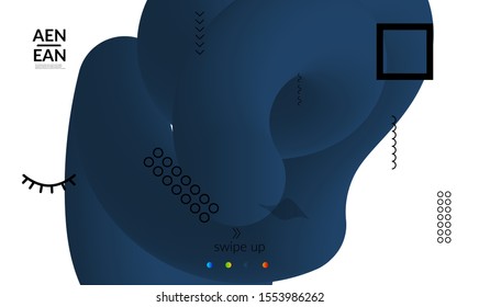 Bright colored landing page templates with 3D liquid shape on white and simple black geometric shapes. Fluid color banners set. Creative 3D blend shapes dynamic composition.