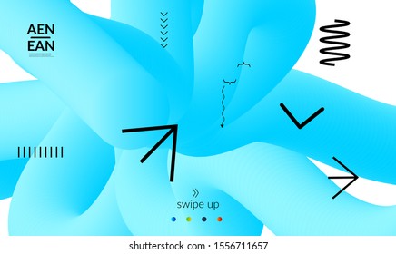 Bright colored landing page templates with 3D liquid shape on white and simple black geometric shapes. Fluid color banners set. Creative 3D blend shapes dynamic composition.
