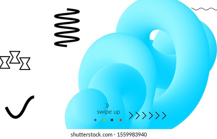 Bright colored landing page templates with 3D liquid shape on white and simple black geometric shapes. Fluid color banners set. Creative 3D blend shapes dynamic composition.