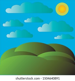 bright colored landscape with meadows clouds and sun for cover or background phone case