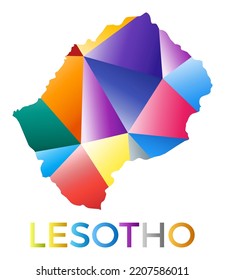 Bright colored Lesotho shape. Multicolor geometric style country logo. Modern trendy design. Cool vector illustration.