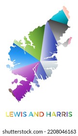 Bright colored Lewis and Harris shape. Multicolor geometric style island logo. Modern trendy design. Vibrant vector illustration.