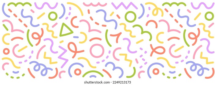Bright colored lines pattern. Abstract background doodle of thick colored lines. Editable outline stroke. Vector illustration.