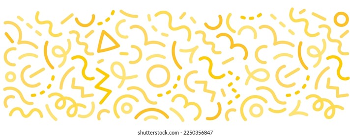 Bright colored lines pattern. Summer yellow orange mood. Abstract background doodle. Editable vector outline stroke.