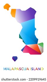Bright colored Malapascua Island shape. Multicolor geometric style island logo. Modern trendy design. Captivating vector illustration.