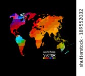 bright colored map of the world on a black background. Vector 