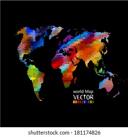 Silhouette World Map On Dark Background Stock Illustration 1055520362