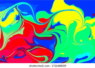 Bright colored marble pattern. Fluorescent liquid background. Artwork abstract vector texture.