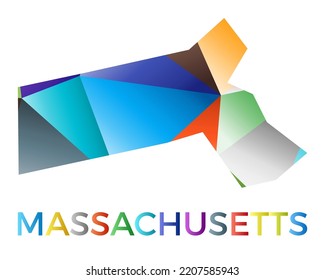 Bright colored Massachusetts shape. Multicolor geometric style us state logo. Modern trendy design. Elegant vector illustration.