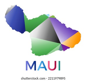 Bright colored Maui shape. Multicolor geometric style island logo. Modern trendy design. Cool vector illustration.