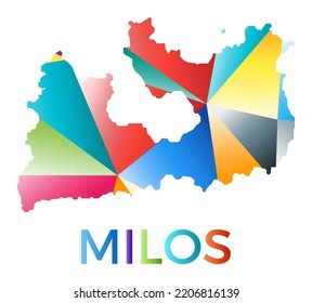 Bright colored Milos shape. Multicolor geometric style island logo. Modern trendy design. Modern vector illustration.