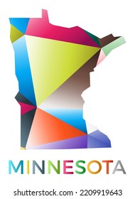 Bright colored Minnesota shape. Multicolor geometric style US state logo. Modern trendy design. Radiant vector illustration.