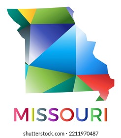 Bright colored Missouri shape. Multicolor geometric style US state logo. Modern trendy design. Stylish vector illustration.