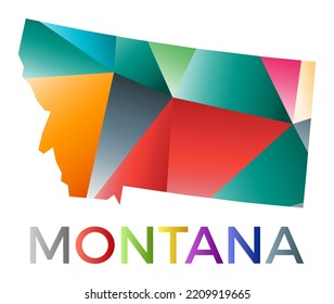 Bright colored Montana shape. Multicolor geometric style us state logo. Modern trendy design. Trendy vector illustration.