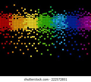 bright colored mosaic - pixel blocks, vector illustration - you can change the background color and the color of pixels