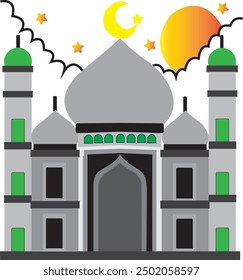 Diseño de mezquita de colores brillantes plana