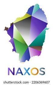Forma de Naxos de colores vivos. Logo de la isla de estilo geométrico multicolor. Diseño moderno y de moda. Ilustración vectorial de moda.