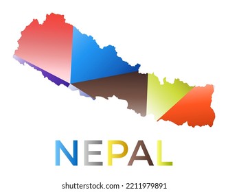 Bright colored Nepal shape. Multicolor geometric style country logo. Modern trendy design. Elegant vector illustration.