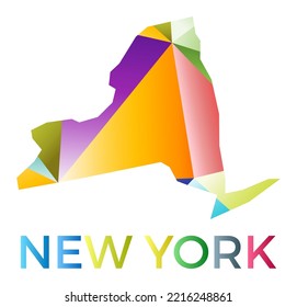 Bright colored New York shape. Multicolor geometric style US state logo. Modern trendy design. Awesome vector illustration.