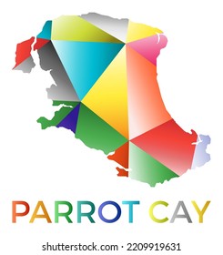 Bright colored Parrot Cay shape. Multicolor geometric style island logo. Modern trendy design. Classy vector illustration.