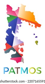 Forma Patmos de colores vivos. Logo de la isla de estilo geométrico multicolor. Diseño moderno y de moda. Ilustración vectorial genial.
