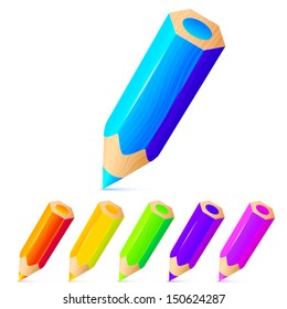 Bright colored pencils vector set