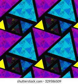 bright colored polygons. abstract psychedelic background. seamless pattern. vector illustration