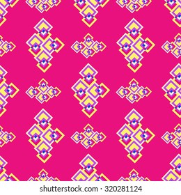 bright colored polygons on a pink background seamless pattern vector illustration