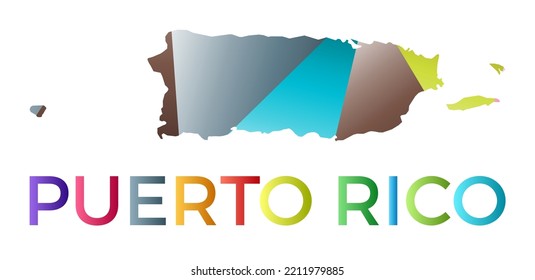 Hell gefärbte Puerto Rico-Form. Länderlogo im geometrischen Mehrfarbenstil. Modernes Design. Beeindruckende Vektorgrafik.