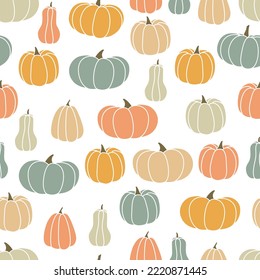 Bright colored pumpkins. Seamless pattern for thanksgiving day