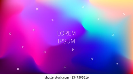 Bright colored rainbow gradient.Vaporwave style.Abstract holographic background.Memphis geometric elements.Template.EPS 10.