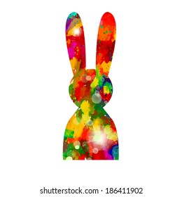 bright colored rainbow rabbit. happy Easter. Vector