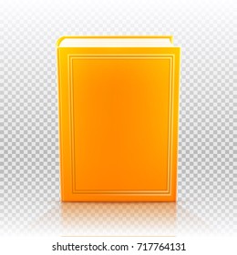 Bright colored realistic book with blank cover. Design template. Vector illustration isolated on transparent.