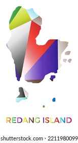 Bright colored Redang Island shape. Multicolor geometric style island logo. Modern trendy design. Superb vector illustration.