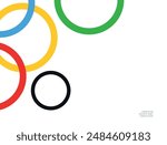 Bright colored rings on a white background.