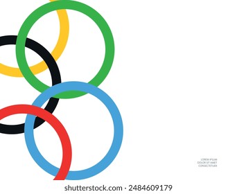 Bright colored rings on a white background.