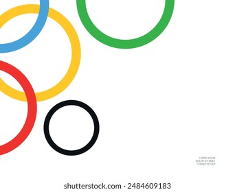 Bright colored rings on a white background.