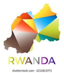 Bright colored Rwanda shape. Multicolor geometric style country logo. Modern trendy design. Captivating vector illustration.