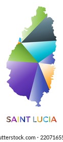 Forma de Santa Lucía de color claro. Logo de la isla de estilo geométrico multicolor. Diseño moderno y de moda. Ilustración vectorial atractiva.
