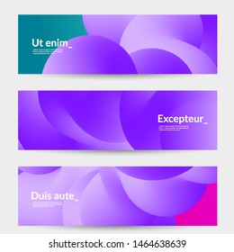 Bright colored sale advertisement templates with liquid shape. Fluid gradient color banners set. Creative 3D blend shapes dynamic composition. Layered isolated vector background. 