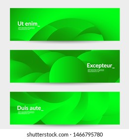 Bright colored sale advertisement templates with liquid shape. Fluid gradient color banners set. Creative 3D blend shapes dynamic composition. Layered isolated vector background. 