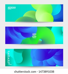 Bright colored sale advertisement templates with liquid shape. Fluid gradient color banners set. Creative 3D blend shapes dynamic composition. Layered isolated vector background. 
