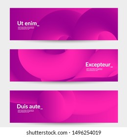 Bright colored sale advertisement templates with liquid shape. Fluid gradient color banners set. Creative 3D blend shapes dynamic composition. Layered isolated vector background. 