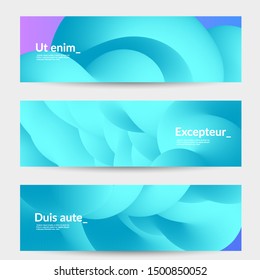 Bright colored sale advertisement templates with liquid shape. Fluid gradient color banners set. Creative 3D blend shapes dynamic composition. Layered isolated vector background. 