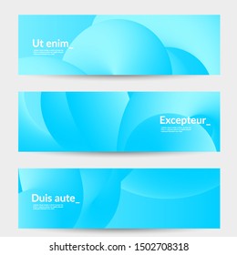 Bright colored sale advertisement templates with liquid shape. Fluid gradient color banners set. Creative 3D blend shapes dynamic composition. Layered isolated vector background. 