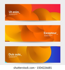 Bright colored sale advertisement templates with liquid shape. Fluid gradient color banners set. Creative 3D blend shapes dynamic composition. Layered isolated vector background. 